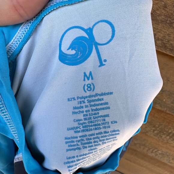 Op Boys Swim Shirt South Shore Surf School Design Blue & White Rash Guard Size M - Picture 2 of 11